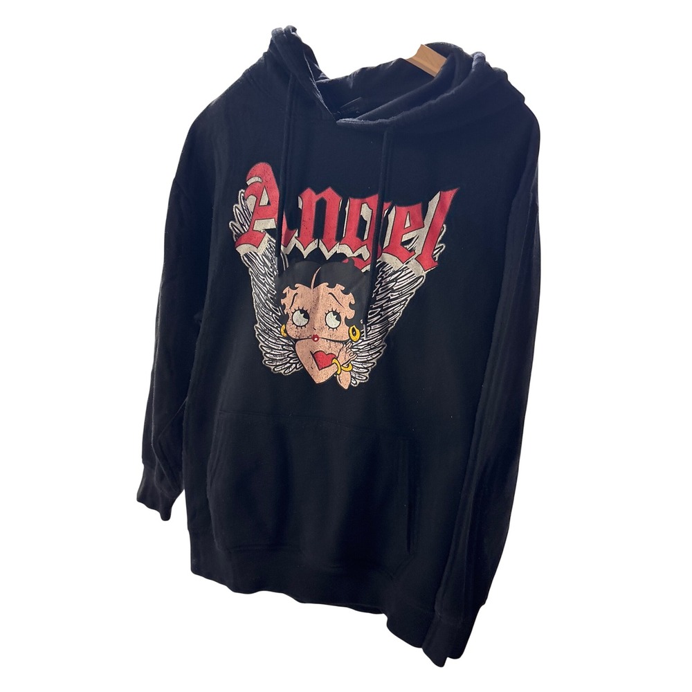 Betty Boop Angel Vintage Beauty Graphic Hoodie Black Small Sweet But Strong